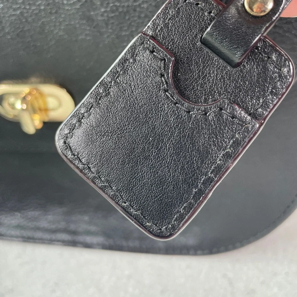 Lo & Sons The Claremont Black Leather Camera Bag Crossbody Purse Gold Hardware